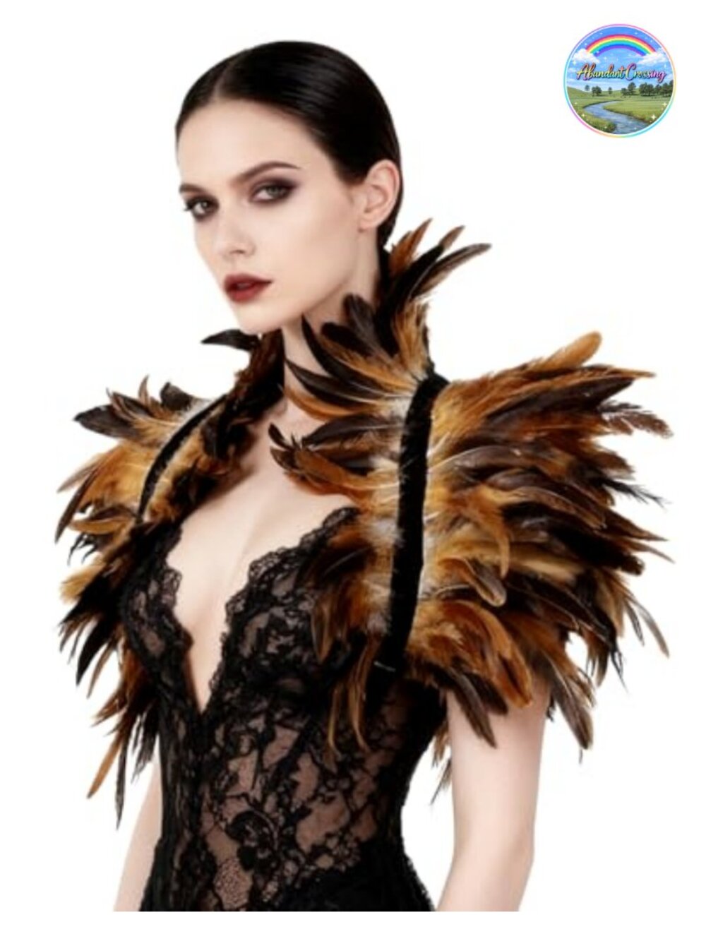 Real Feather Shrug Shawl Wrap Cape Victorian Collar Gothic